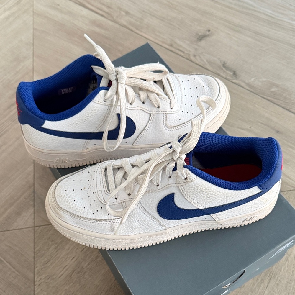 Nike Kids White and Blue Air Sneakers